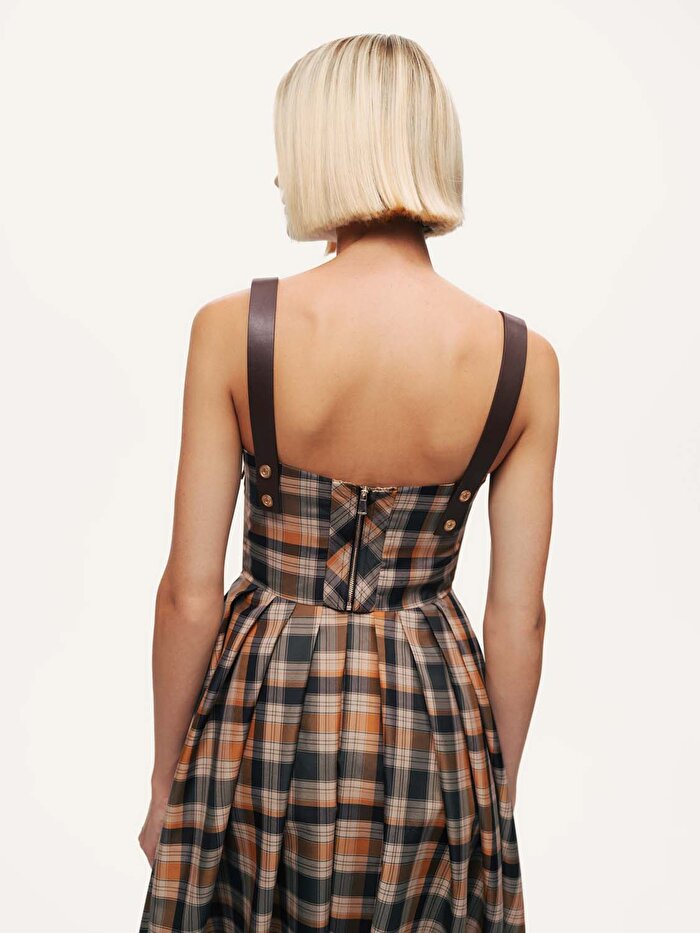 Nocturne Ekose Desenli Maxi Elbise