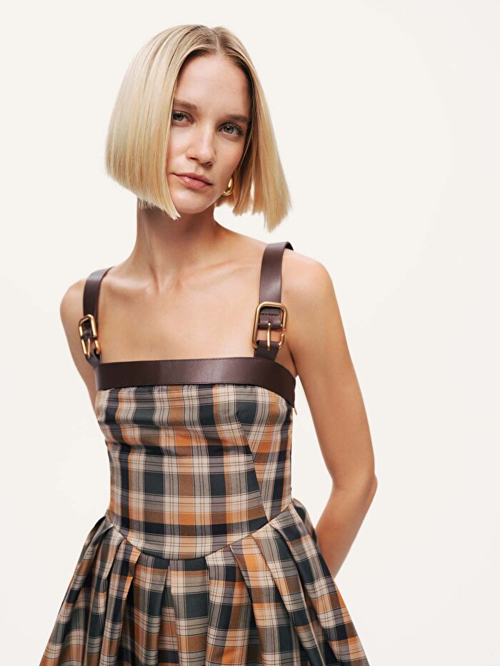 Nocturne Ekose Desenli Maxi Elbise