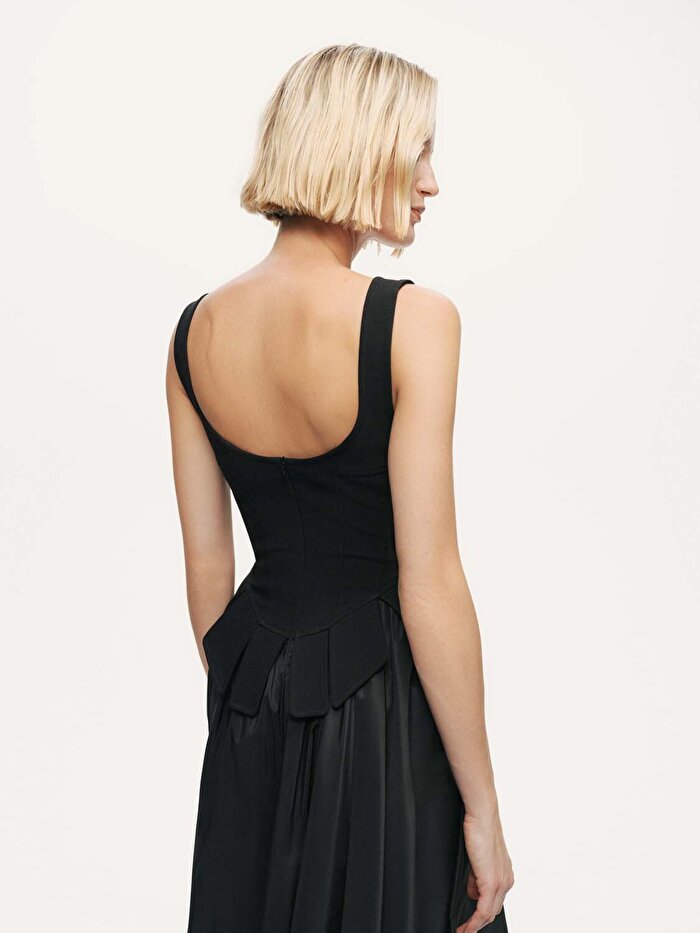 Nocturne Kuşgözü Bağlama Detaylı Midi Elbise