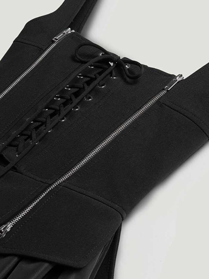 Nocturne Kuşgözü Bağlama Detaylı Midi Elbise