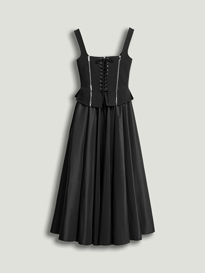 Nocturne Kuşgözü Bağlama Detaylı Midi Elbise