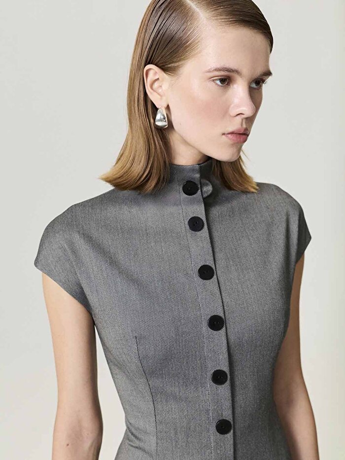 Nocturne Düğme Detaylı Maxi Elbise