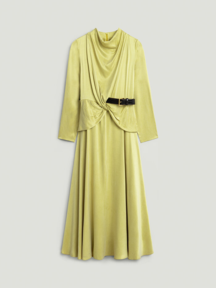 Nocturne Burgu ve Kemer Detaylı Maxi Elbise