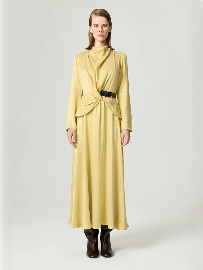 Nocturne Burgu ve Kemer Detaylı Maxi Elbise