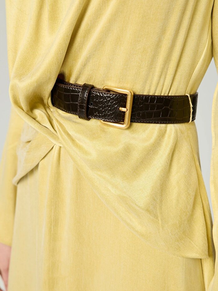 Nocturne Burgu ve Kemer Detaylı Maxi Elbise