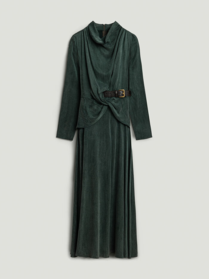 Nocturne Burgu ve Kemer Detaylı Maxi Elbise