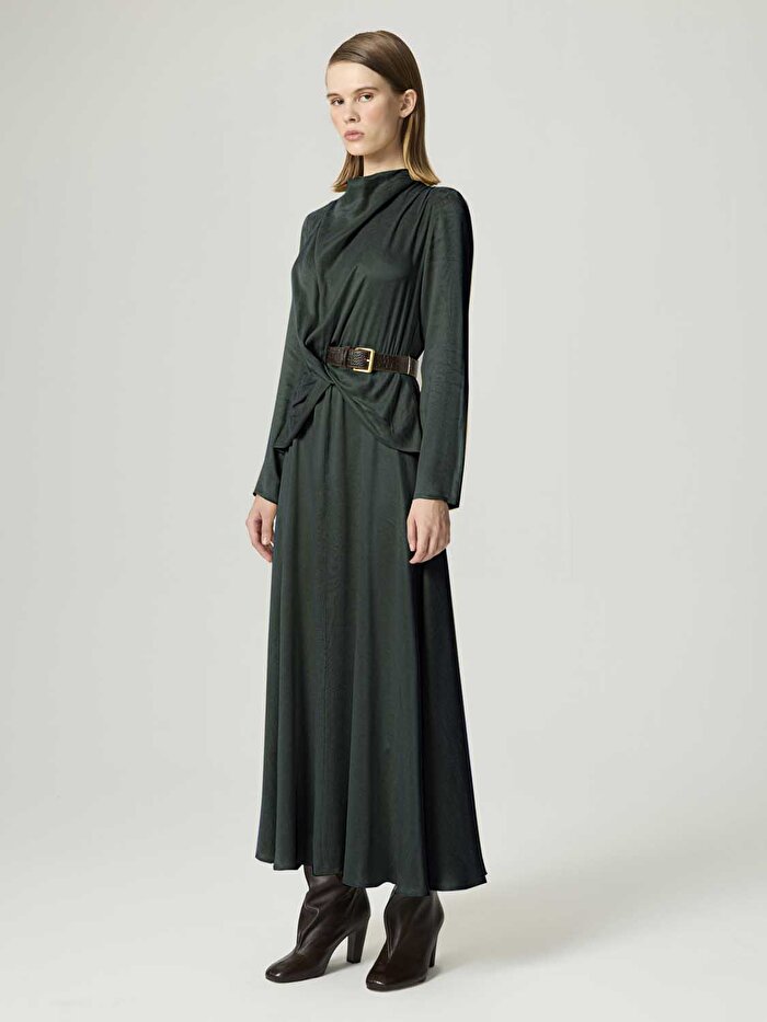 Nocturne Burgu ve Kemer Detaylı Maxi Elbise