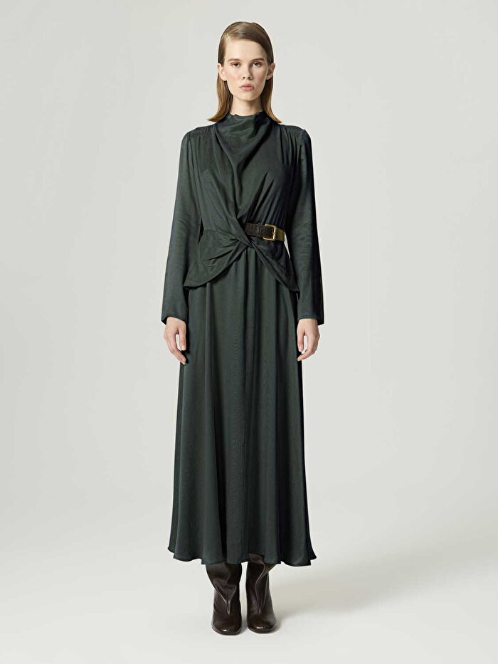 Nocturne Burgu ve Kemer Detaylı Maxi Elbise