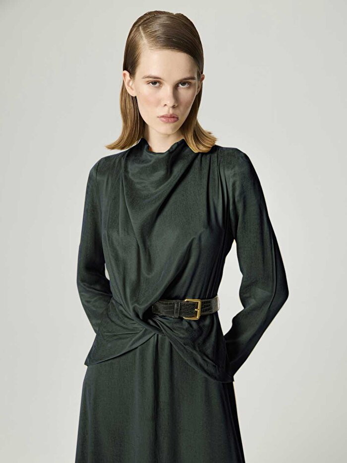 Nocturne Burgu ve Kemer Detaylı Maxi Elbise