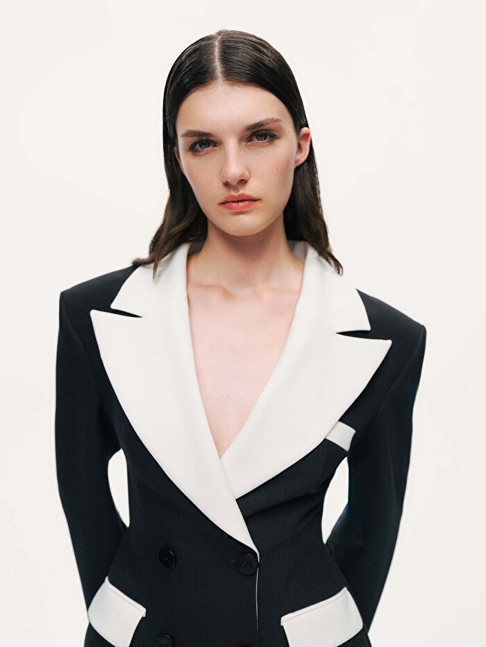 Nocturne Kontrast Detaylı Mini Elbise