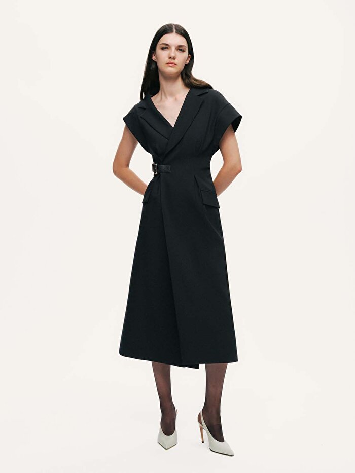 Nocturne Kemer Detaylı Midi Elbise