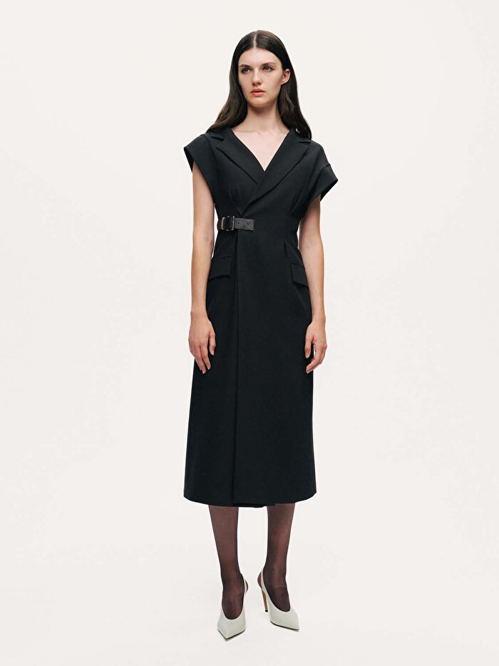 Nocturne Kemer Detaylı Midi Elbise