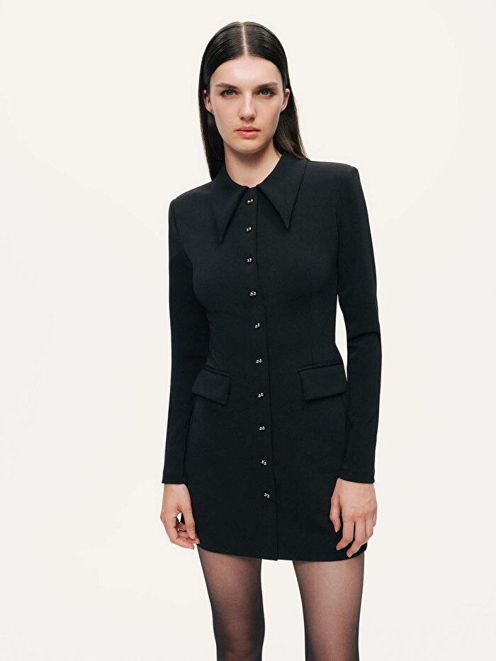 Nocturne Düğme Detaylı Mini Elbise