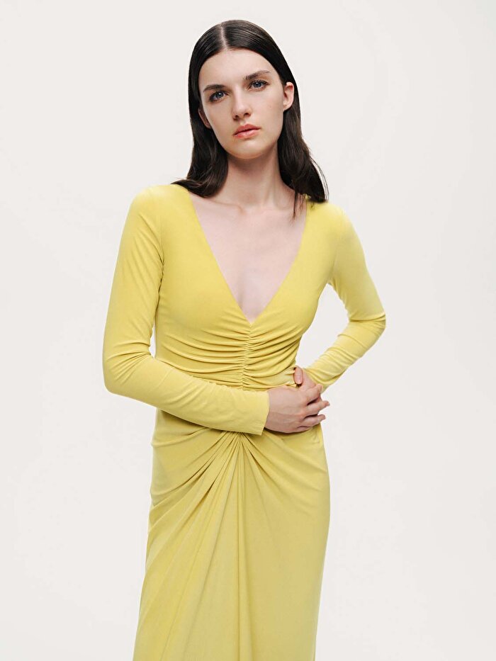 Nocturne Bolero Detaylı Drapeli Maxi Elbise