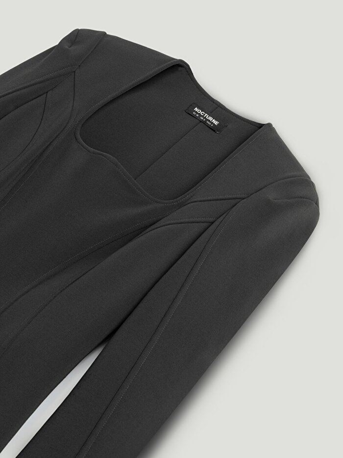 Nocturne Kare Yaka Vatkalı Mini Elbise