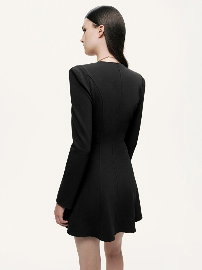 Nocturne Kare Yaka Vatkalı Mini Elbise