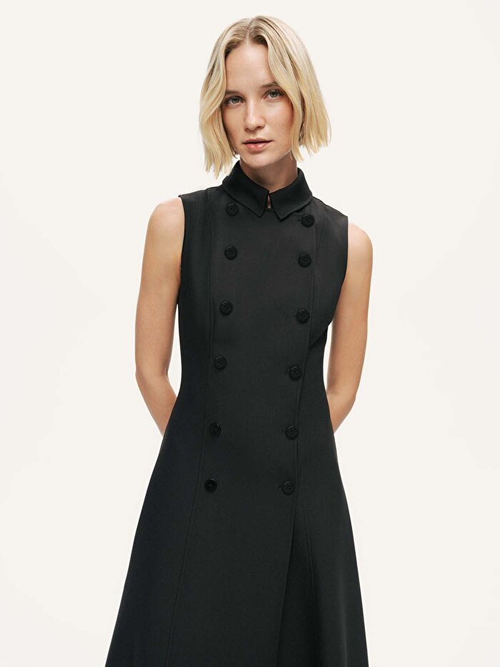 Nocturne Kruvaze Düğme Kapamalı Maxi Elbise