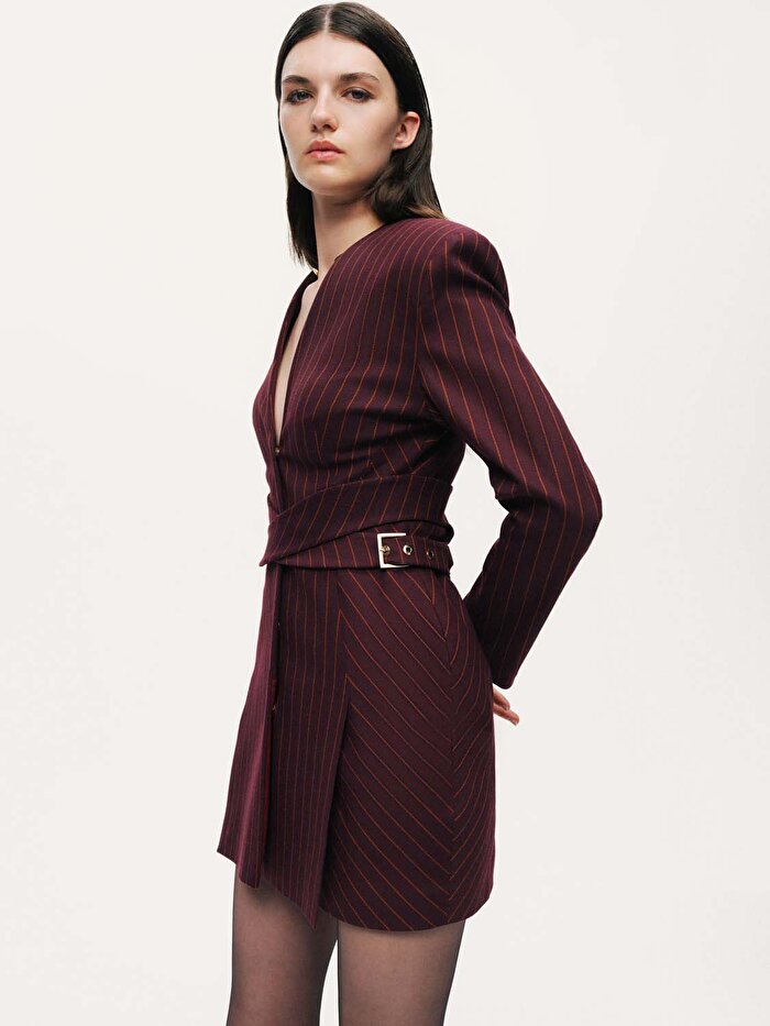 Nocturne Çapraz Kemer Detaylı Vatkalı Mini Elbise