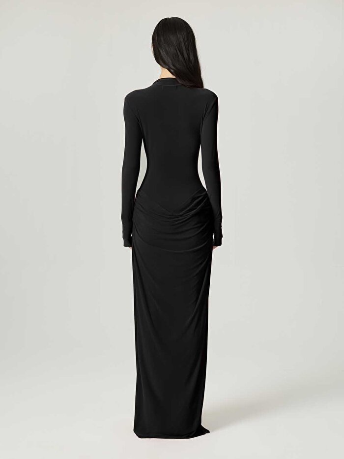 Nocturne Balıkçı Yaka Maxi Elbise