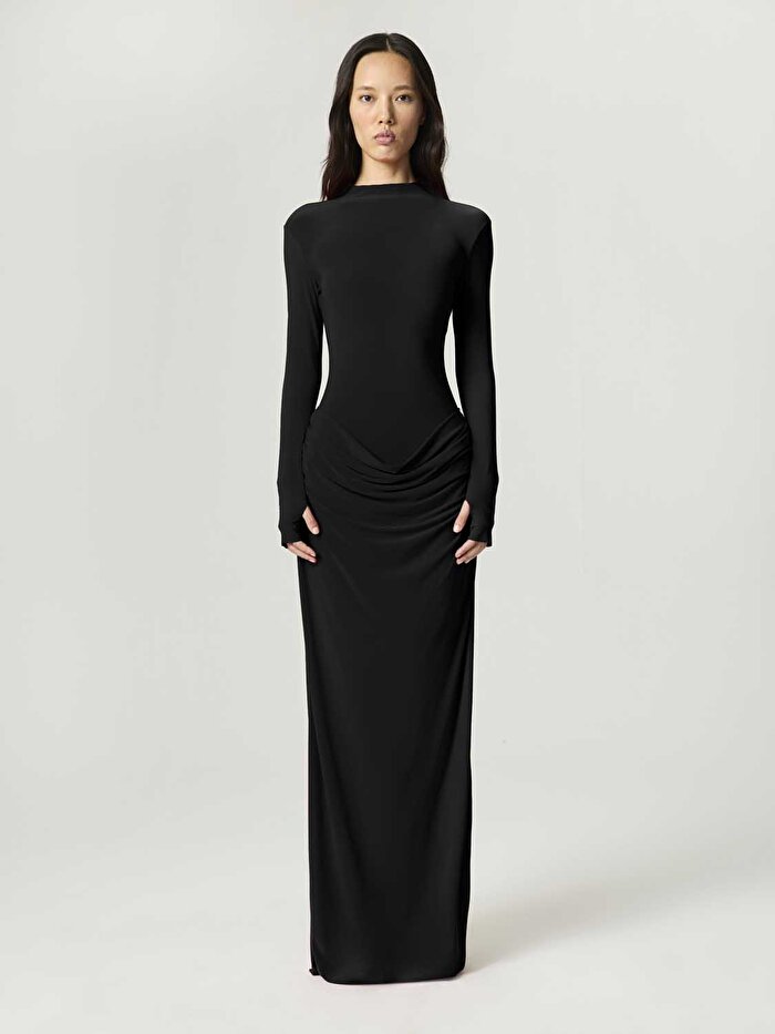 Nocturne Balıkçı Yaka Maxi Elbise