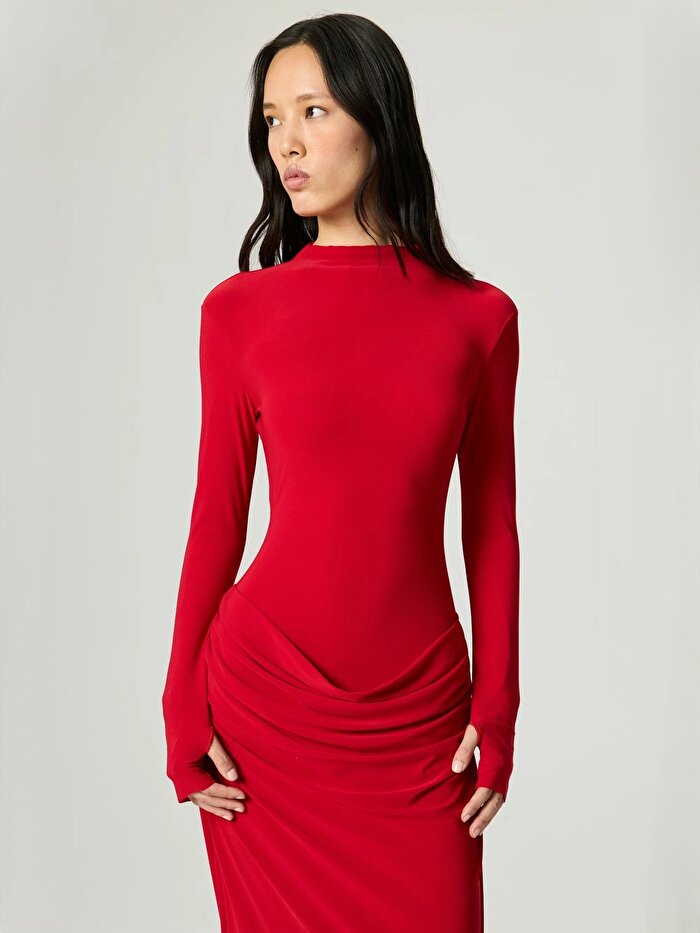 Nocturne Balıkçı Yaka Maxi Elbise