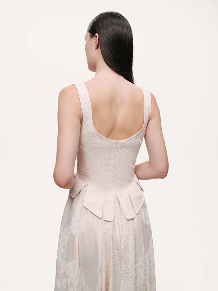 Nocturne Kuşgözü Bağlama Detaylı Midi Elbise