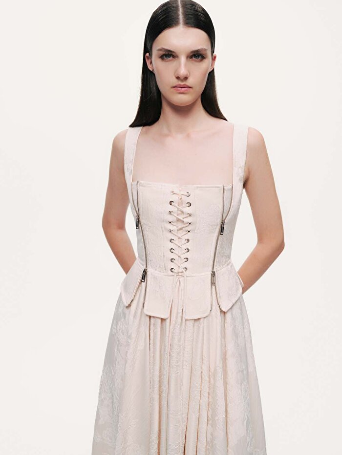 Nocturne Kuşgözü Bağlama Detaylı Midi Elbise