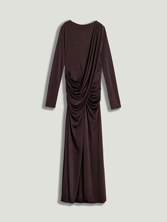 Nocturne Drapeli ve Yırtmaç Detaylı Maxi Elbise