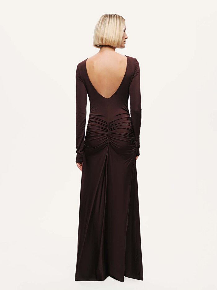 Nocturne Drapeli ve Yırtmaç Detaylı Maxi Elbise