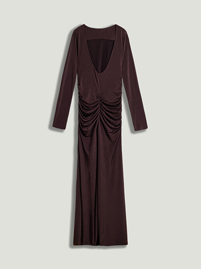 Nocturne Drapeli ve Yırtmaç Detaylı Maxi Elbise