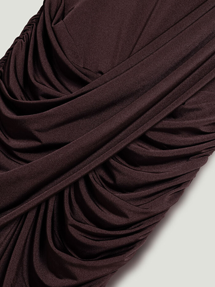 Nocturne Drapeli ve Yırtmaç Detaylı Maxi Elbise