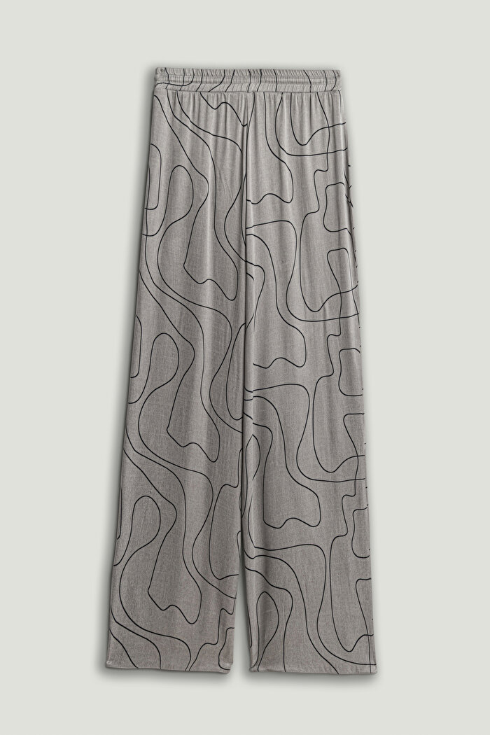 Nocturne Dökümlü Geniş Paça Pantolon