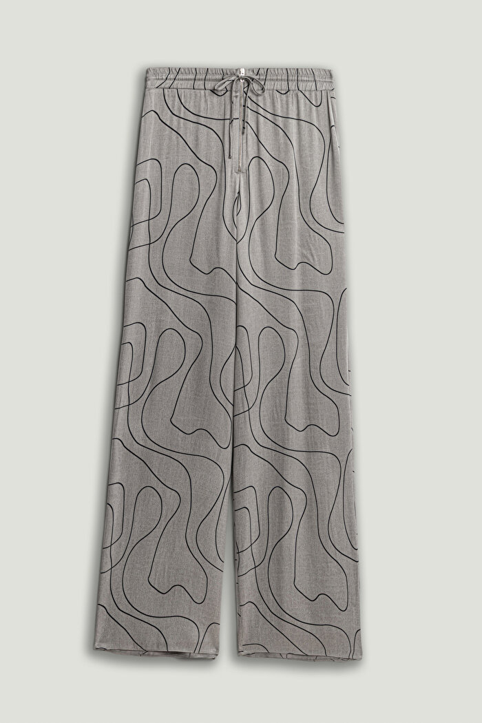 Nocturne Dökümlü Geniş Paça Pantolon