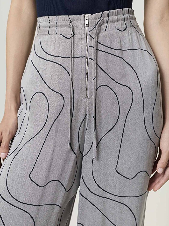 Nocturne Dökümlü Geniş Paça Pantolon