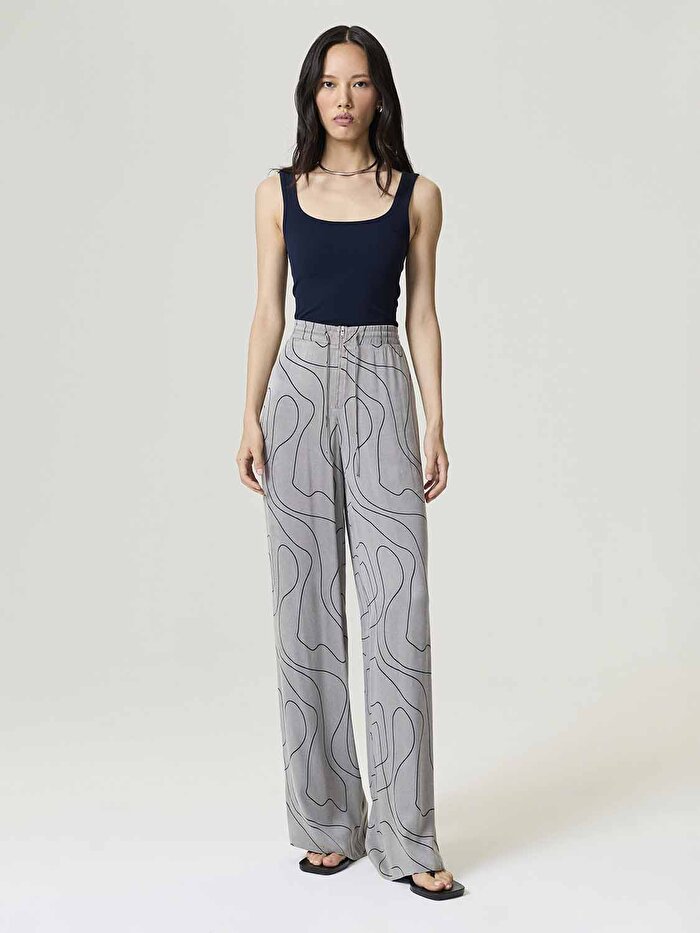 Nocturne Dökümlü Geniş Paça Pantolon