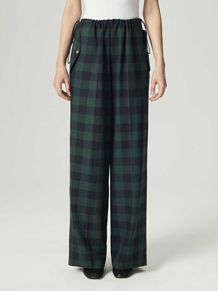 Nocturne Kareli Geniş Paça Pantolon