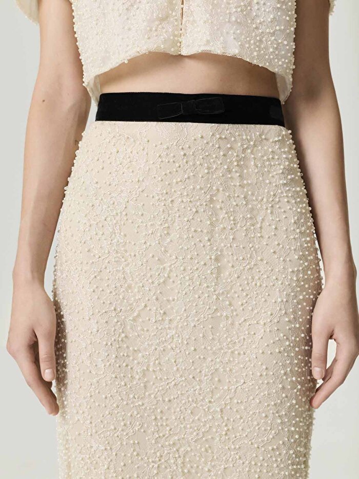 Nocturne İnci İşlemeli Maxi Etek