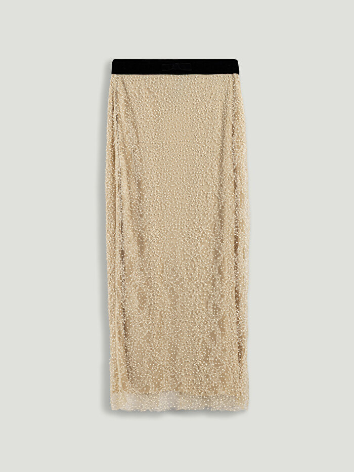 Nocturne İnci İşlemeli Maxi Etek