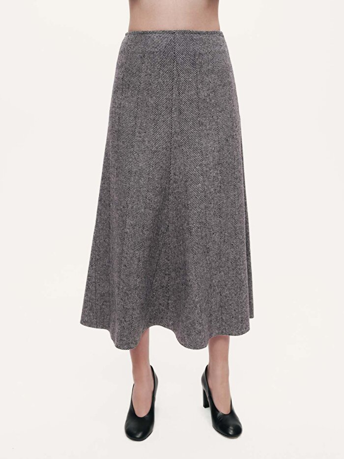 Nocturne Balık Sırtı Desenli Midi Etek