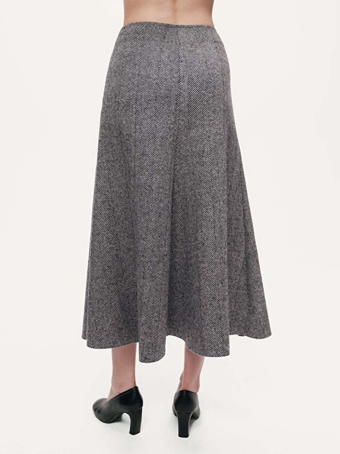 Nocturne Balık Sırtı Desenli Midi Etek