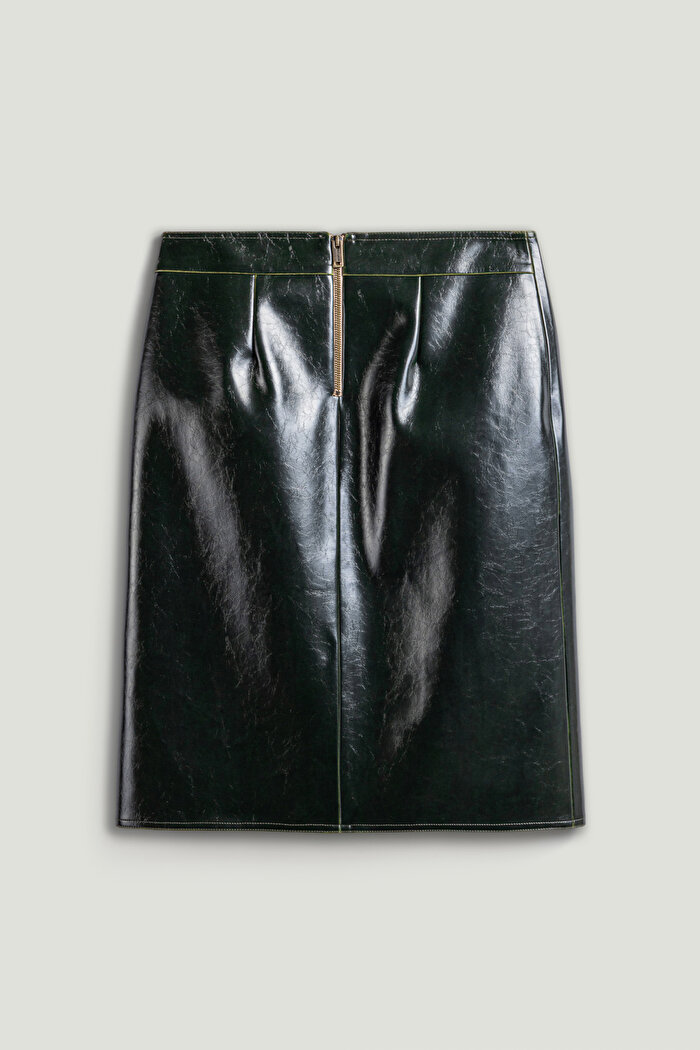 Nocturne Yırtmaçlı Suni Deri Etek