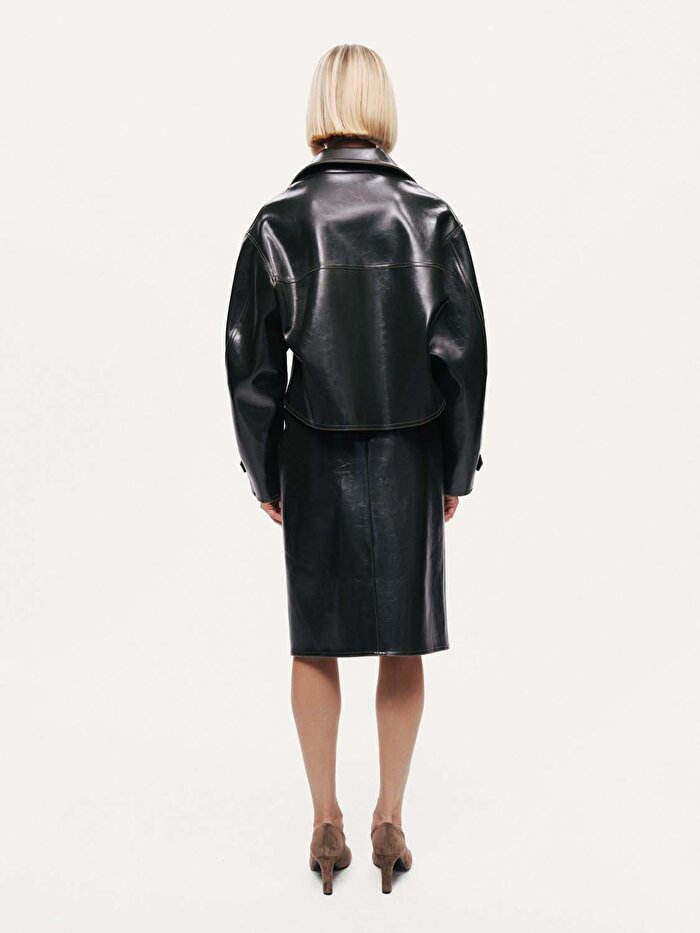 Nocturne Yırtmaçlı Suni Deri Etek