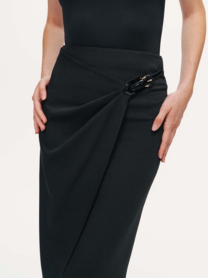 Nocturne Rugan Kemerli Asimetrik Maxi Etek