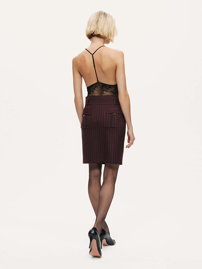 Nocturne Kemerli ve Yırtmaçlı Mini Etek