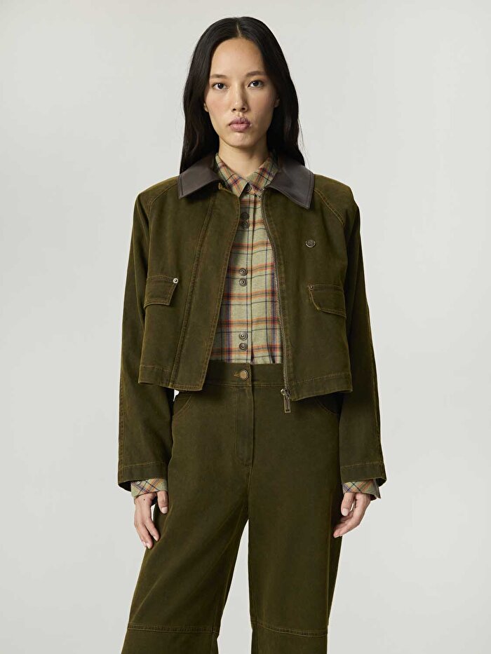 Nocturne Deri Detaylı Yıkamalı Ceket