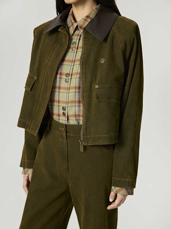 Nocturne Deri Detaylı Yıkamalı Ceket