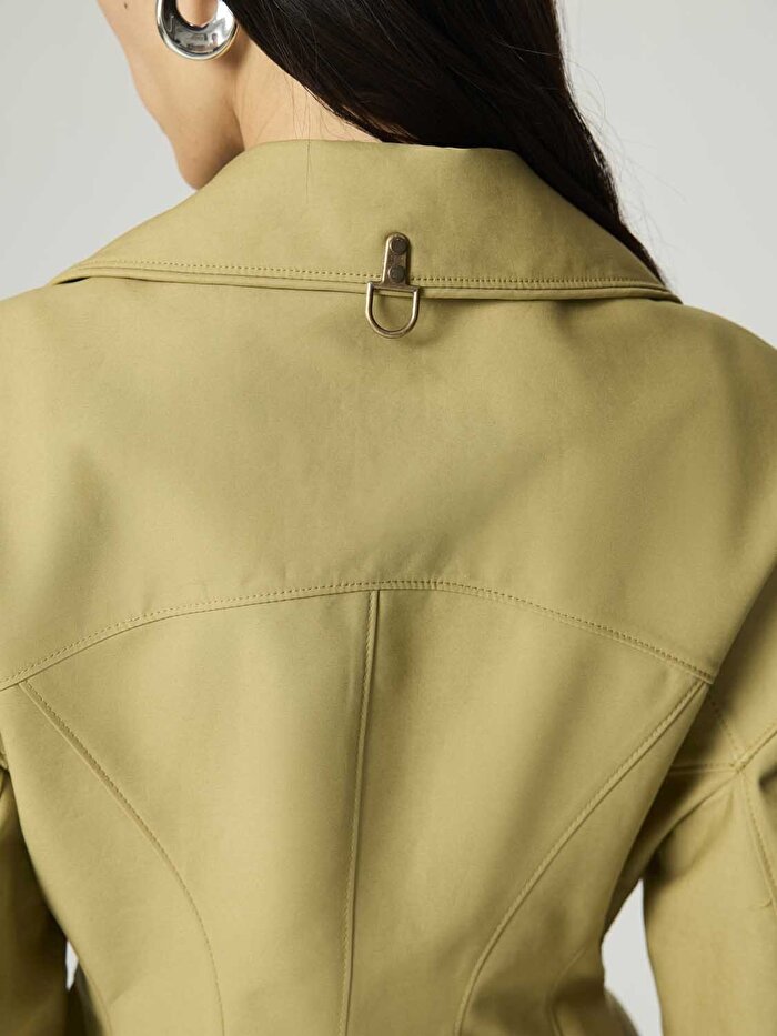 Nocturne Ekose Manşetli Kanca Aksesuarlı Ceket