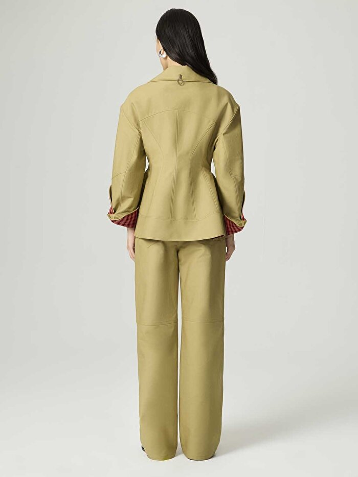 Nocturne Ekose Manşetli Kanca Aksesuarlı Ceket