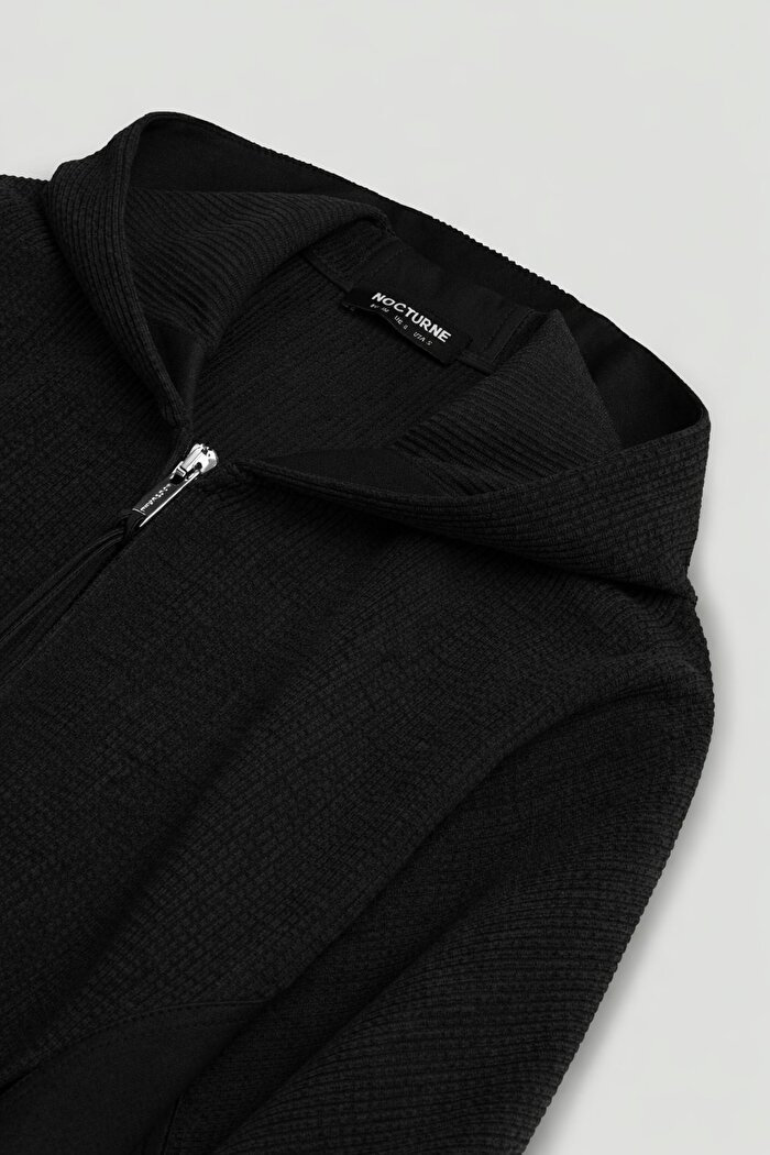 Nocturne Dökümlü Kapüşonlu Ceket