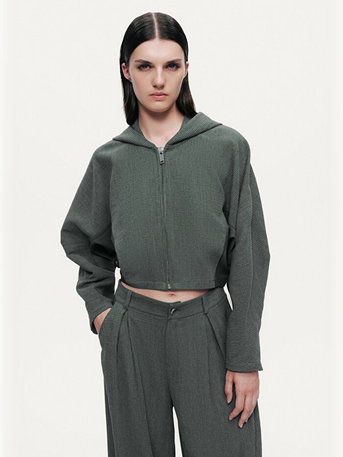 Nocturne Dökümlü Kapüşonlu Ceket